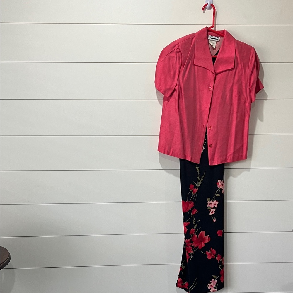 Silky Pink maxi dress with light weight blouse/jacket